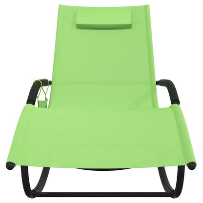 vidaXL Rocking Sun Loungers 2 pcs Green Steel and Textilene