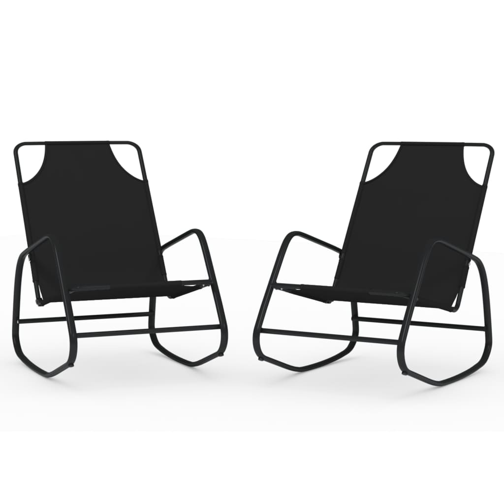 vidaXL Sun Lounger | Set of 2 | Black | Powder-coated steel, textilene