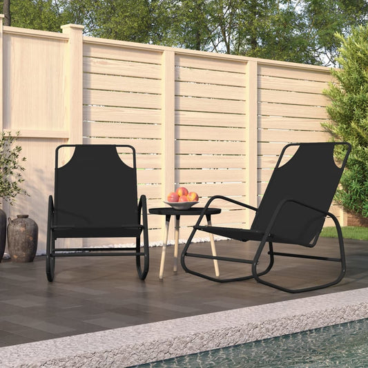 vidaXL Sun Lounger | Set of 2 | Black | Powder-coated steel, textilene