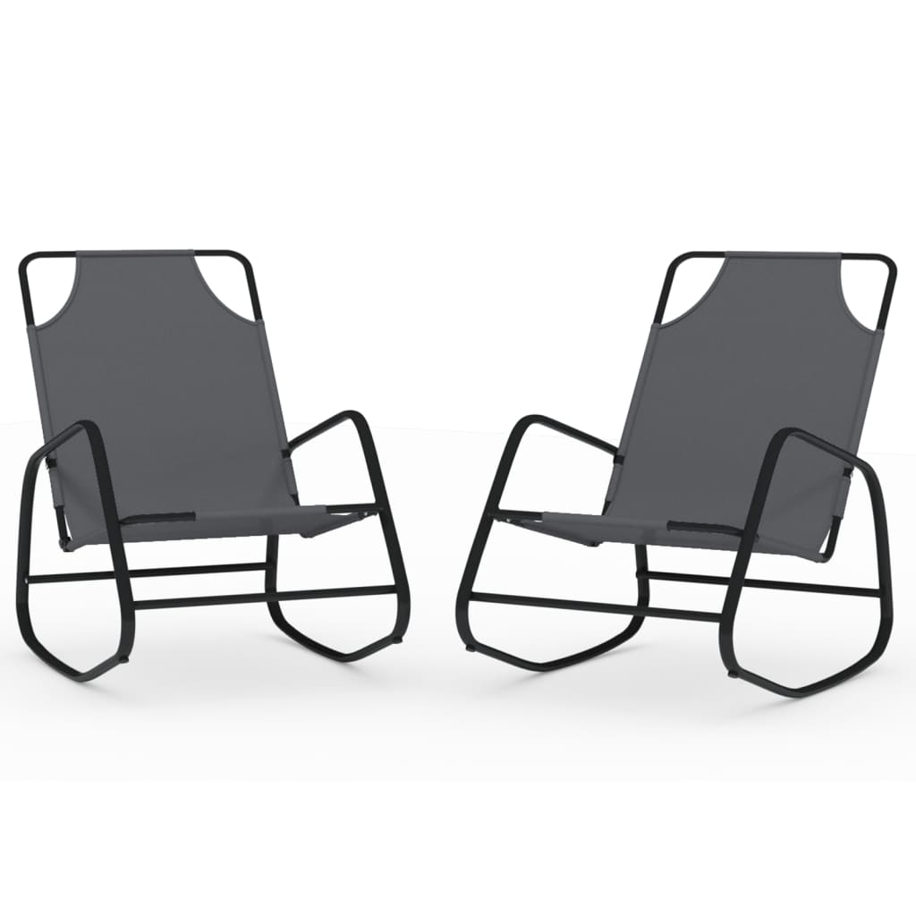 vidaXL Sun Lounger | Set of 2 | Grey | Powder-coated steel, textilene | Standard