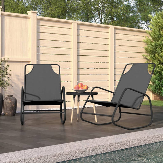 vidaXL Sun Lounger | Set of 2 | Grey | Powder-coated steel, textilene | Standard