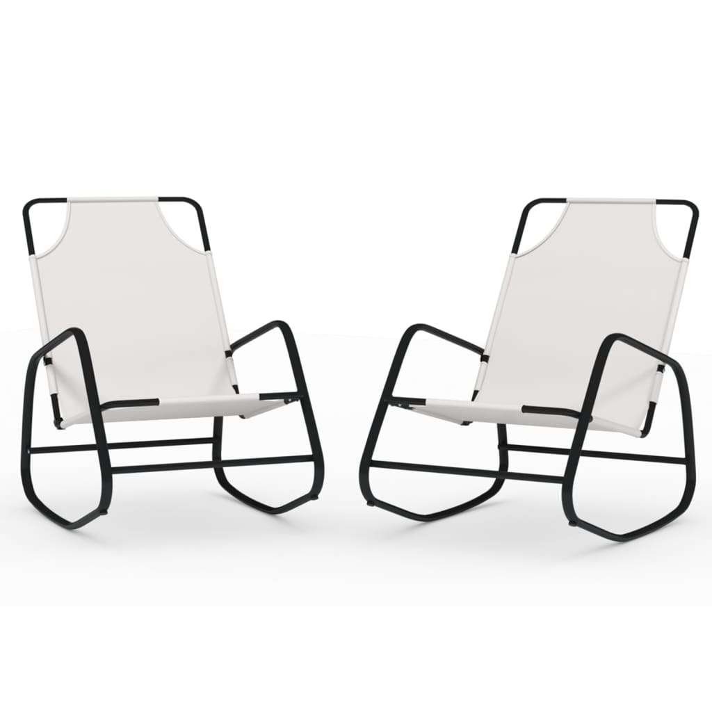 vidaXL Sun Lounger | Set of 2 | Cream | Strong Powder-coated steel, textilene