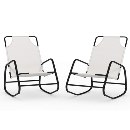 vidaXL Sun Lounger | Set of 2 | Cream | Strong Powder-coated steel, textilene