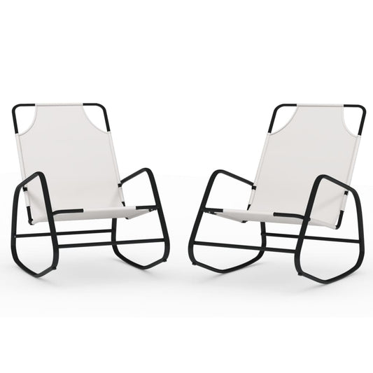 vidaXL Sun Lounger | Set of 2 | Cream | Strong Powder-coated steel, textilene