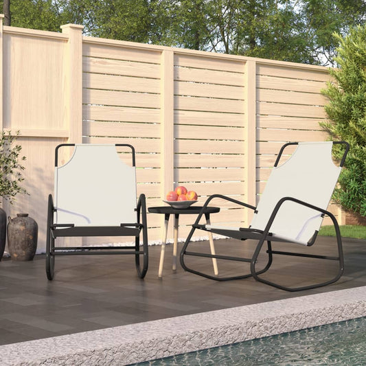 vidaXL Sun Lounger | Set of 2 | Cream | Strong Powder-coated steel, textilene