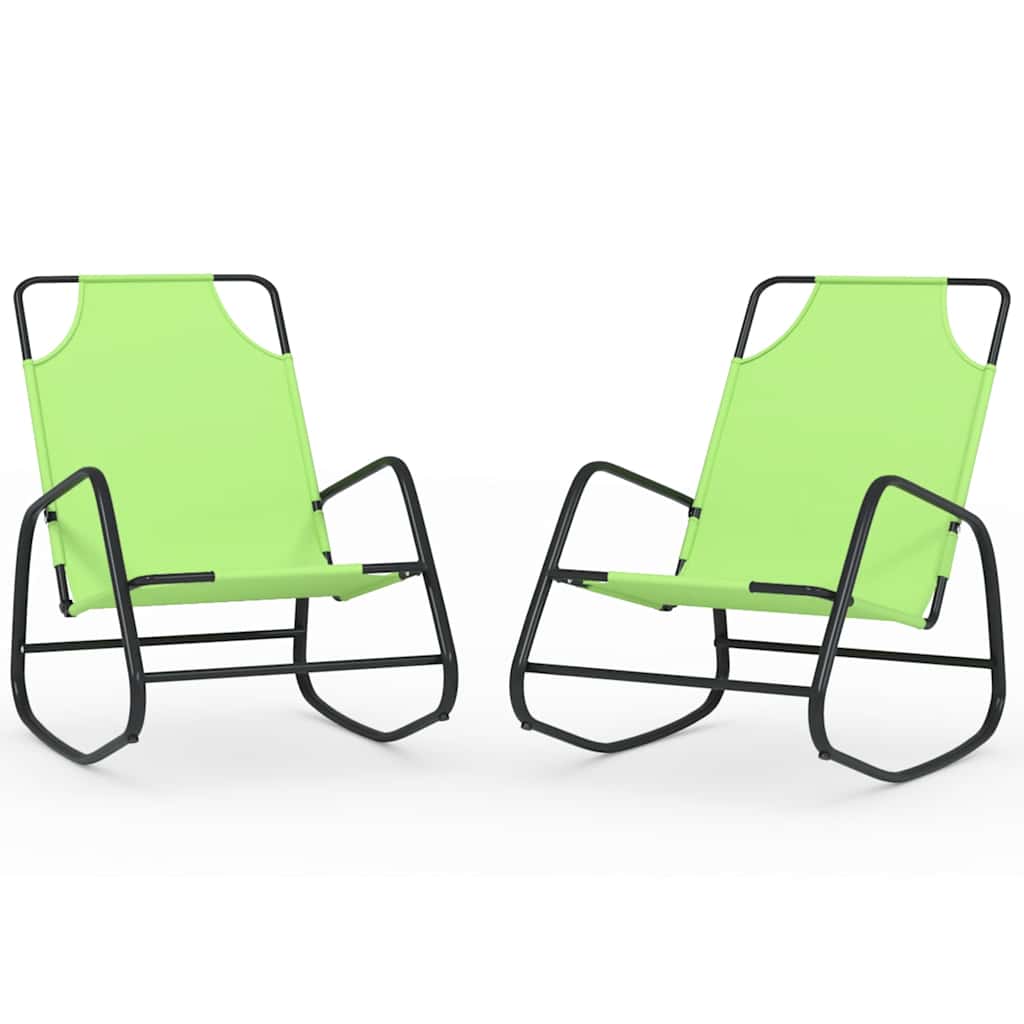 vidaXL Sun Lounger | Set of 2 | Green | Powder-coated steel, Textilene