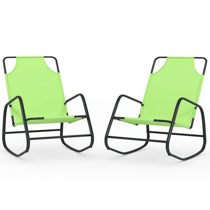 vidaXL Sun Lounger | Set of 2 | Green | Powder-coated steel, Textilene