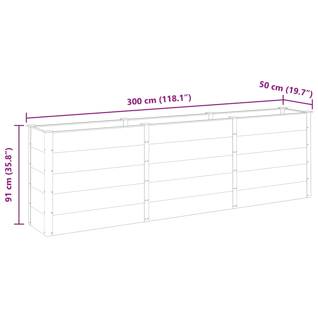 vidaXL Garden Raised Bed Grey 300x50x91 cm WPC
