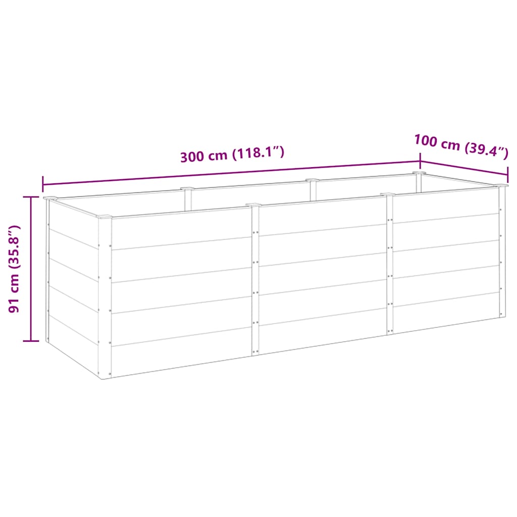 vidaXL Garden Raised Bed 300x100x91 cm WPC Grey