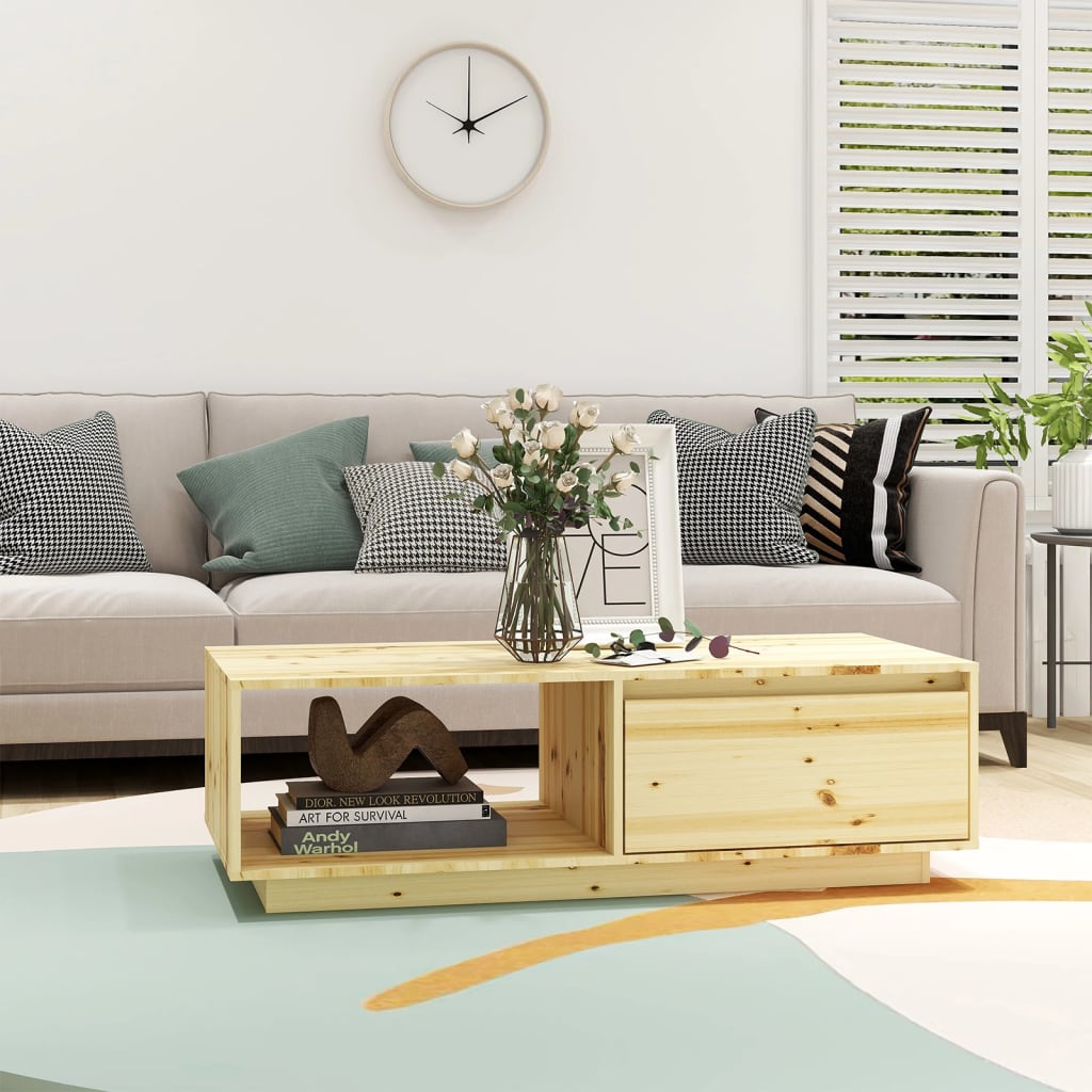 vidaXL Coffee Table 110x50x33.5 cm Solid Firwood