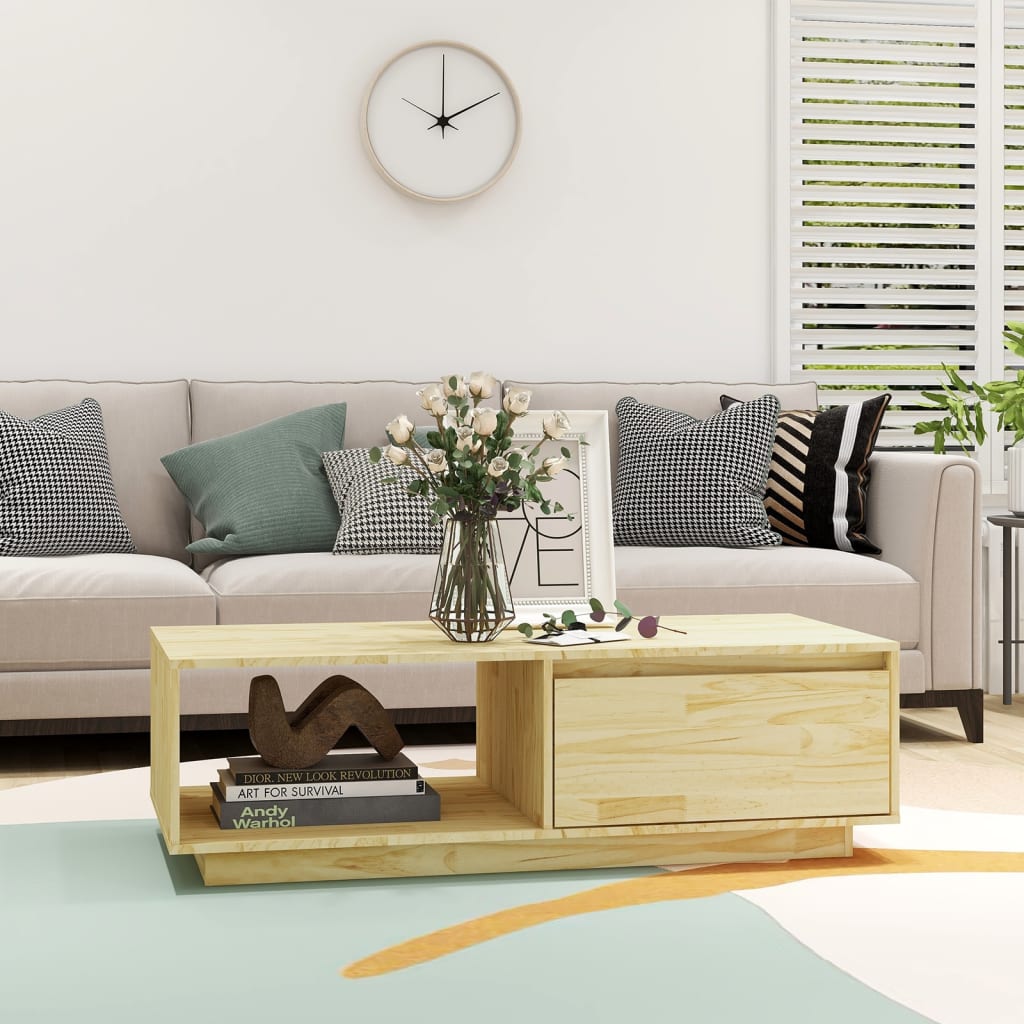 vidaXL Coffee Table 110x50x33.5 cm Solid Pinewood