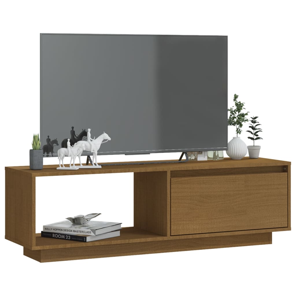 vidaXL TV Cabinet Honey Brown 110x30x33.5 cm Solid Pinewood