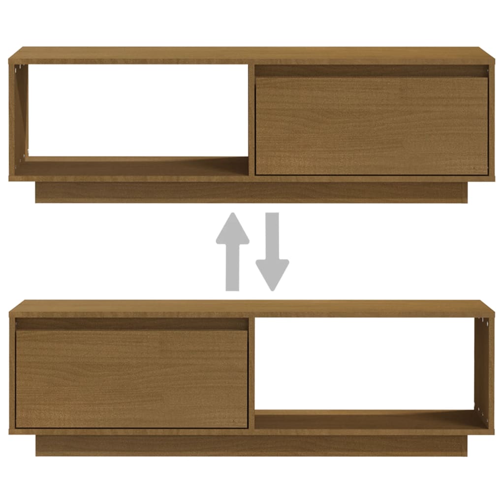 vidaXL TV Cabinet Honey Brown 110x30x33.5 cm Solid Pinewood