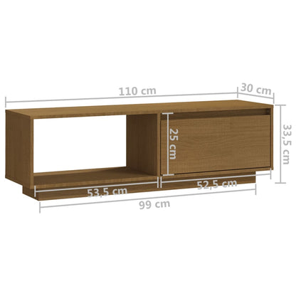vidaXL TV Cabinet Honey Brown 110x30x33.5 cm Solid Pinewood