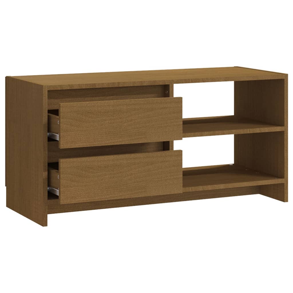 vidaXL TV Cabinet Honey Brown 80x31x39 cm Solid Pinewood