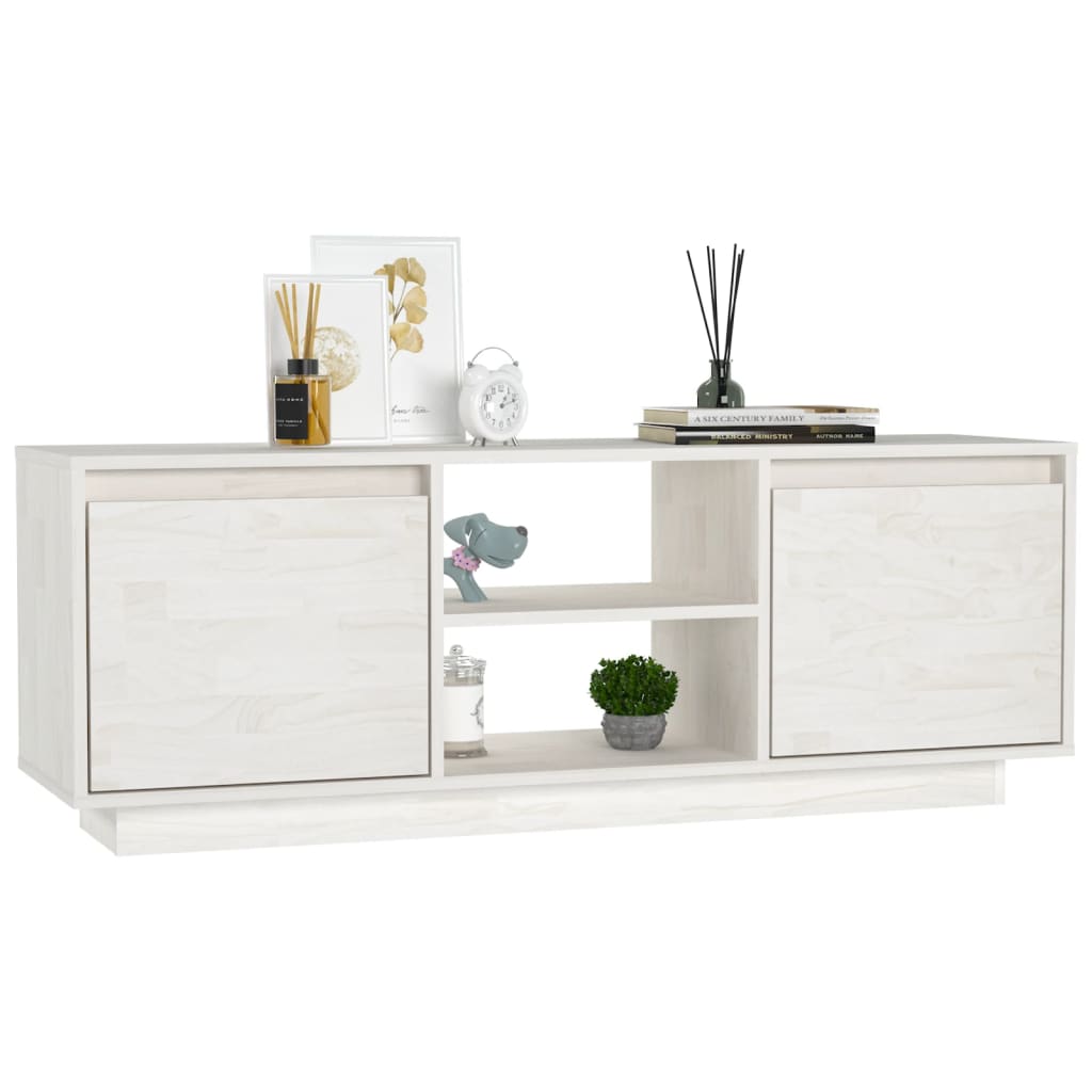 vidaXL TV Cabinet White 110x30x40 cm Solid Pinewood