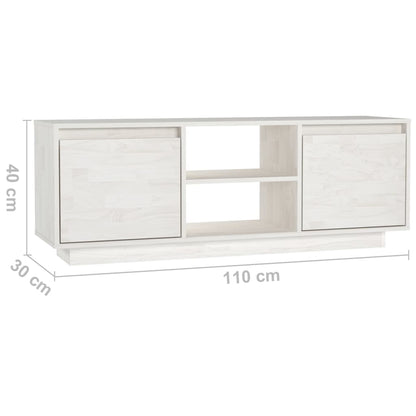 vidaXL TV Cabinet White 110x30x40 cm Solid Pinewood