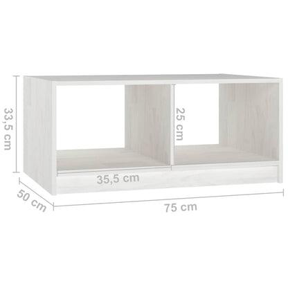809907 vidaXL Coffee Table White 75x50x33,5 cm Solid Wood Pine