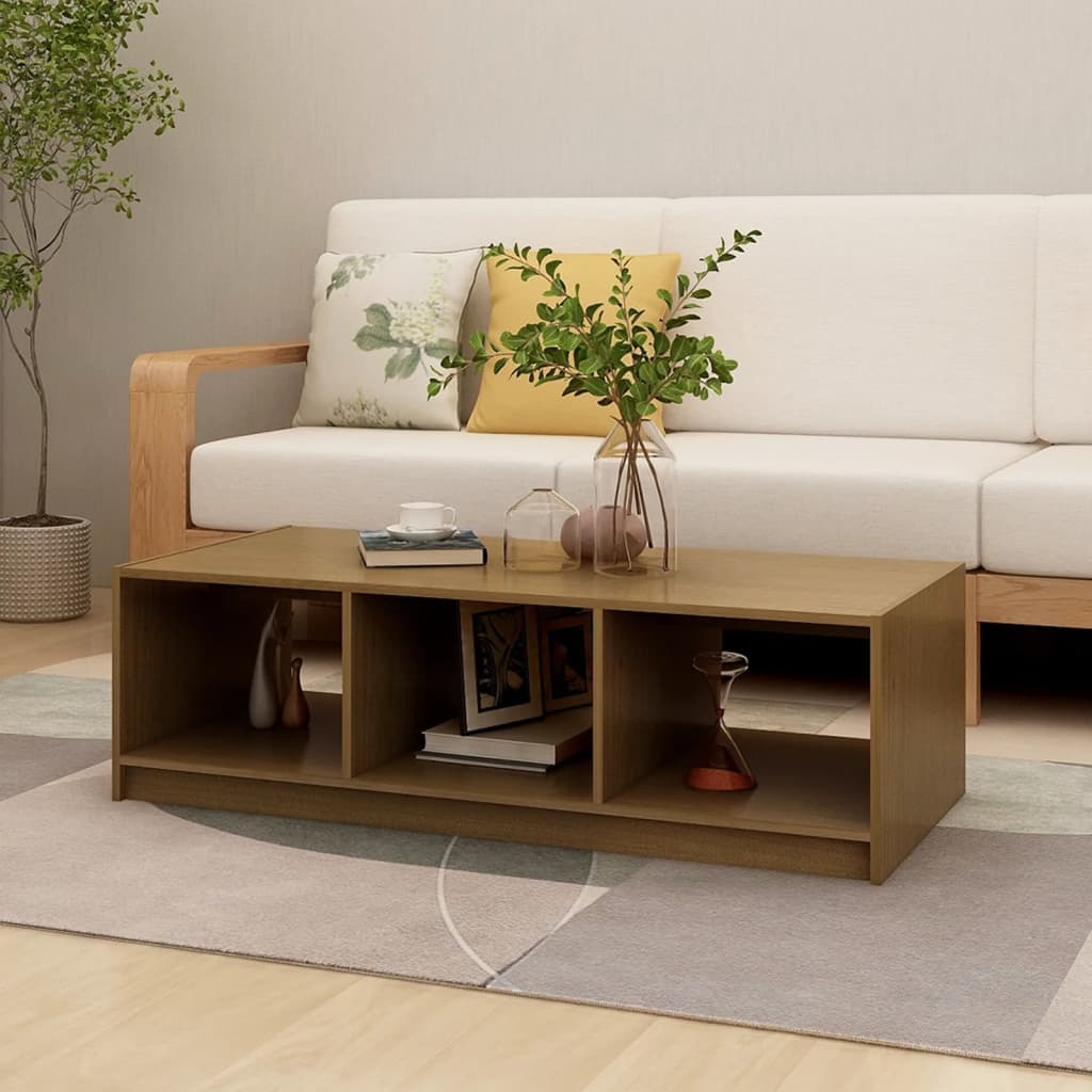 vidaXL Coffee Table Honey Brown 110x50x34 cm Solid Pinewood