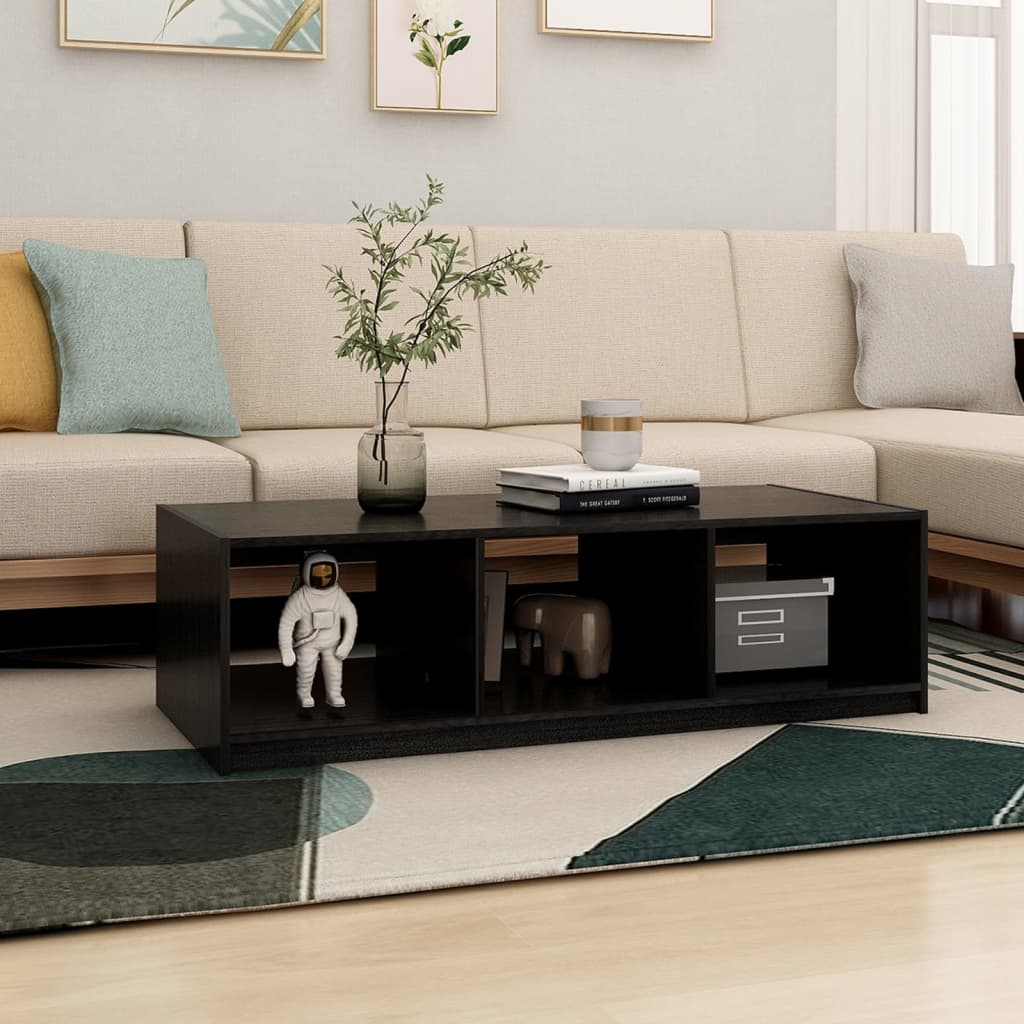 vidaXL Coffee Table | Black | Solid pinewood | Medium | Storage | Coffee Table
