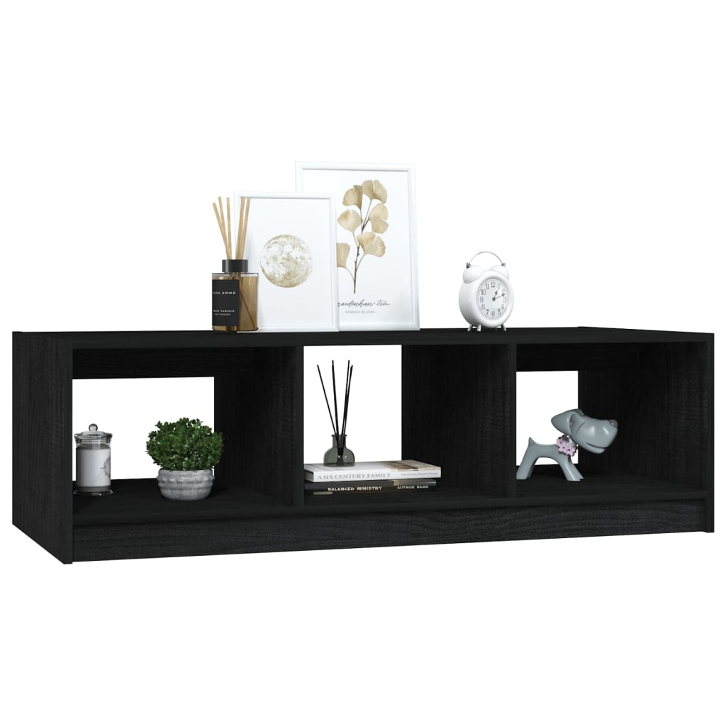 vidaXL Coffee Table | Black | Solid pinewood | Medium | Storage | Coffee Table
