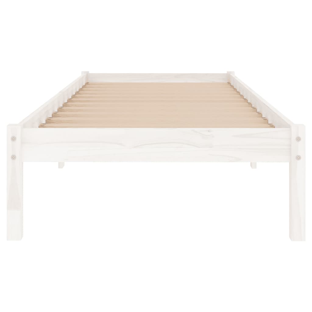 vidaXL Bed Frame | White | Solid pinewood | 75x190 cm | Durable | Bed Frame