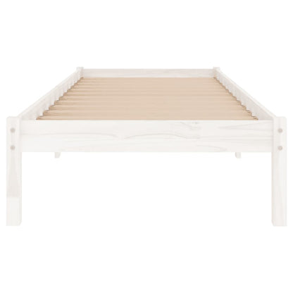 vidaXL Bed Frame | White | Solid pinewood | 75x190 cm | Durable | Bed Frame