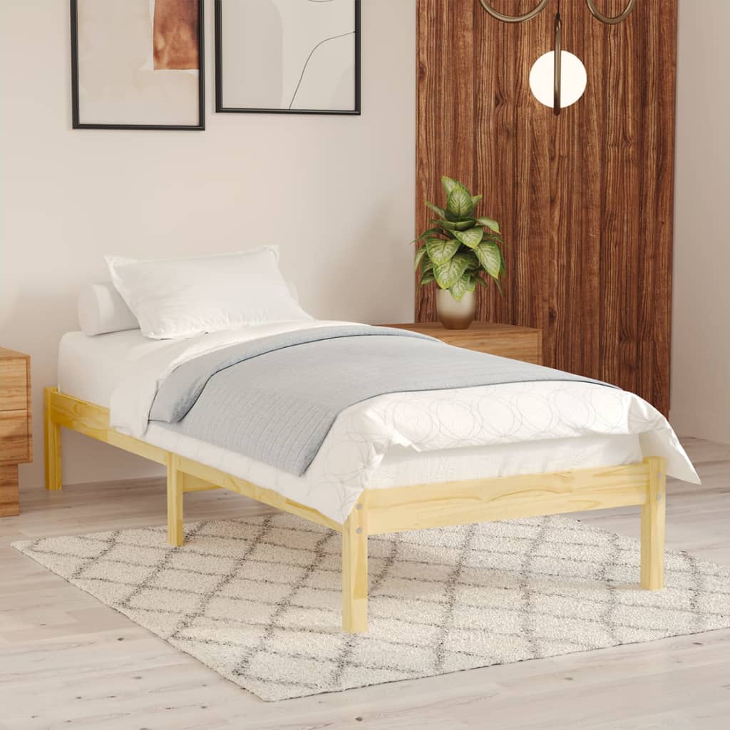 vidaXL Bed Frame | Natural Wood | Solid Pine Wood | Single | Durable | Bed Frame