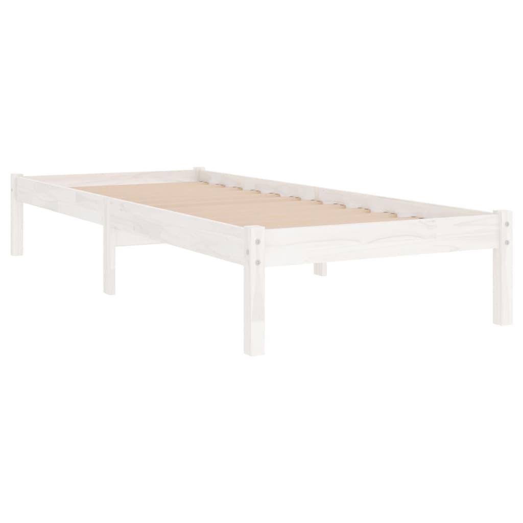 vidaXL Bed Frame | White | Solid Pine Wood | 90x190 cm | Bed Frame | Rectangular
