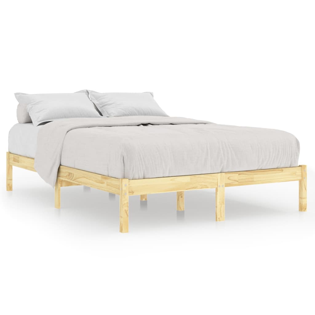 vidaXL Bed Frame | Natural wood | Solid pinewood | Small Double | Simple
