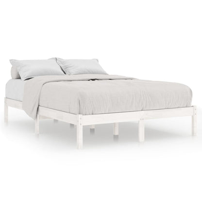 vidaXL Bed Frame | White | Solid Pine Wood | Double | Durable | Bed Frame