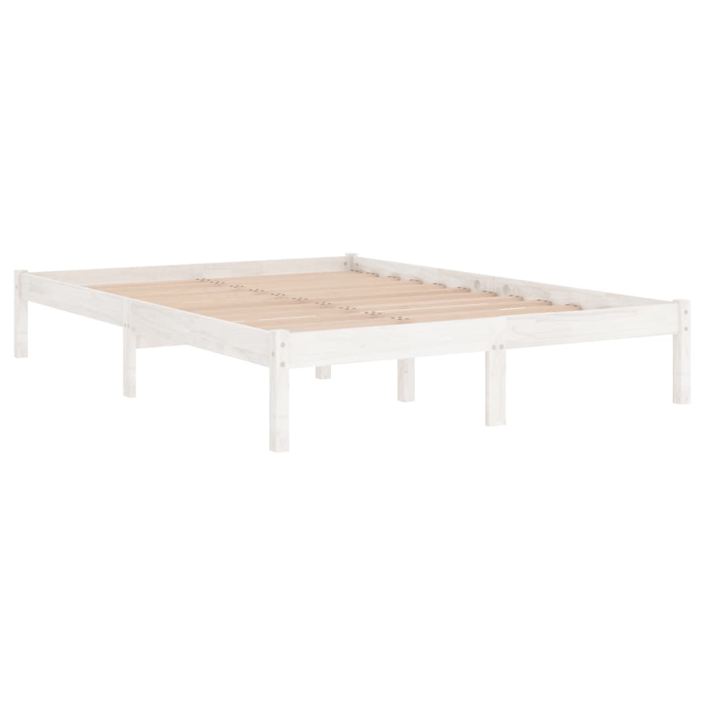 vidaXL Bed Frame | White | Solid Pine Wood | Double | Durable | Bed Frame