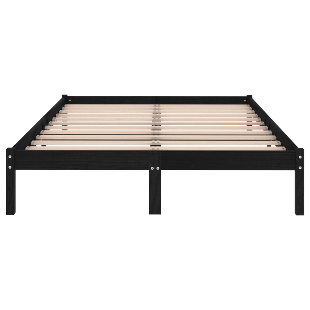 vidaXL Bed Frame | Black | Solid Pine Wood | 140 x 190 cm | Sturdy | Rectangular