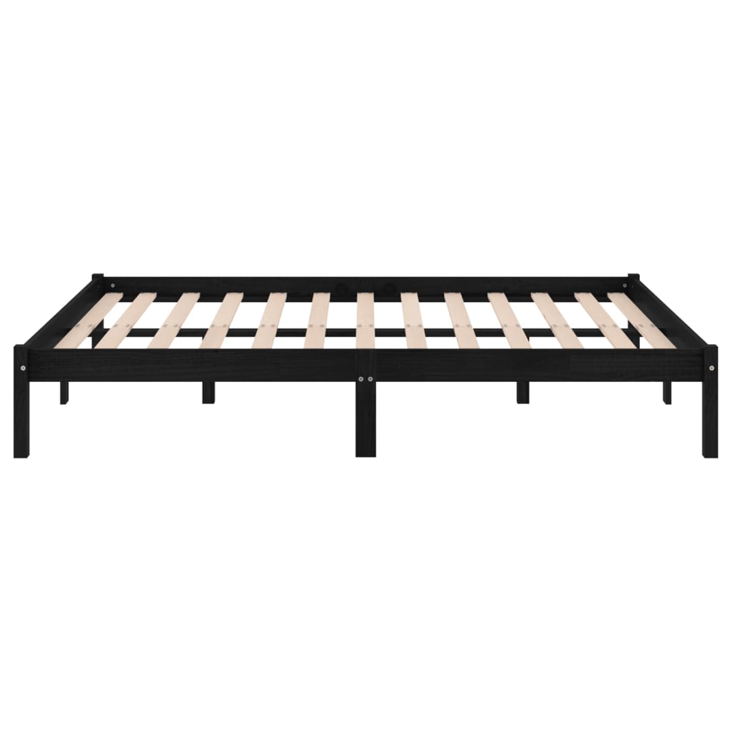 vidaXL Bed Frame | Black | Solid Pine Wood | 140 x 190 cm | Sturdy | Rectangular