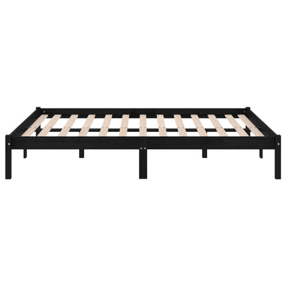 vidaXL Bed Frame | Black | Solid Pine Wood | 140 x 190 cm | Sturdy | Rectangular
