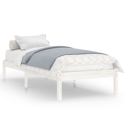 vidaXL Bed Frame | White | Solid Pine Wood | Single | Sturdy | Bed Frame