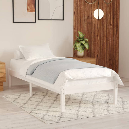 vidaXL Bed Frame | White | Solid Pine Wood | Single | Sturdy | Bed Frame