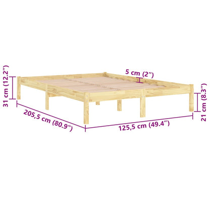 vidaXL Bed Frame | Natural pine | Solid pinewood | 120x200 cm |  Durable
