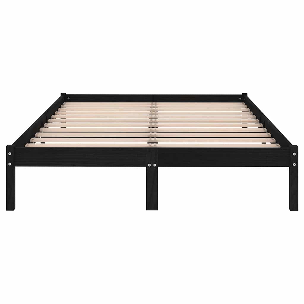 vidaXL Bed Frame without Mattress Black Solid Wood King Size