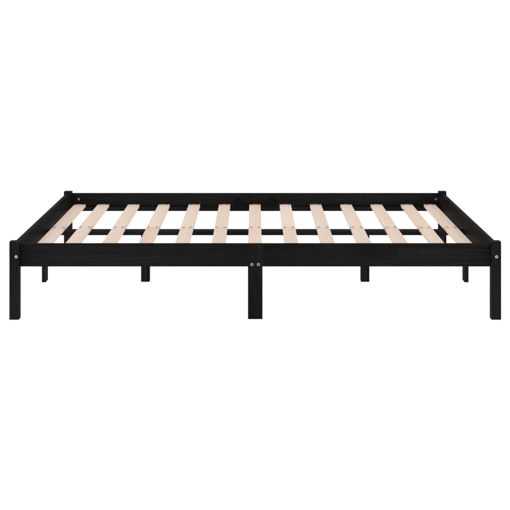 vidaXL Bed Frame without Mattress Black Solid Wood King Size
