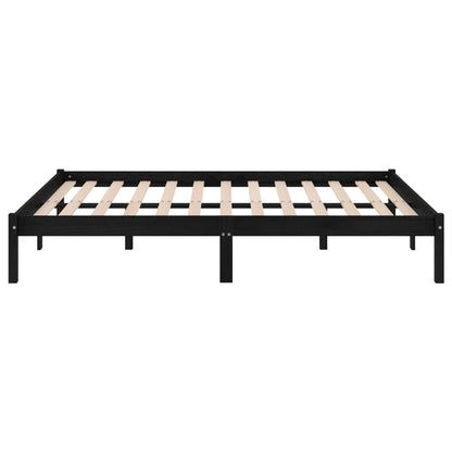 vidaXL Bed Frame without Mattress Black Solid Wood King Size