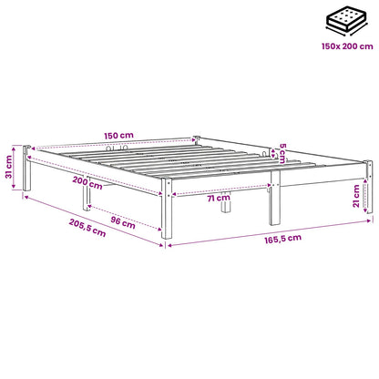 vidaXL Bed Frame without Mattress Black Solid Wood King Size