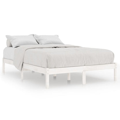 vidaXL Bed Frame | White | Solid pine wood | 200x200 cm | Durable | Bed Frame