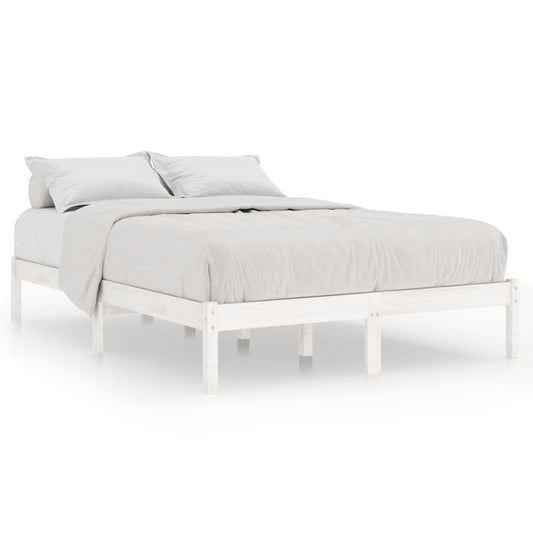 vidaXL Bed Frame | White | Solid pine wood | 200x200 cm | Durable | Bed Frame