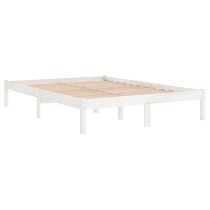 vidaXL Bed Frame | White | Solid pine wood | 200x200 cm | Durable | Bed Frame