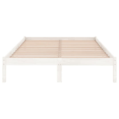 vidaXL Bed Frame | White | Solid pine wood | 200x200 cm | Durable | Bed Frame
