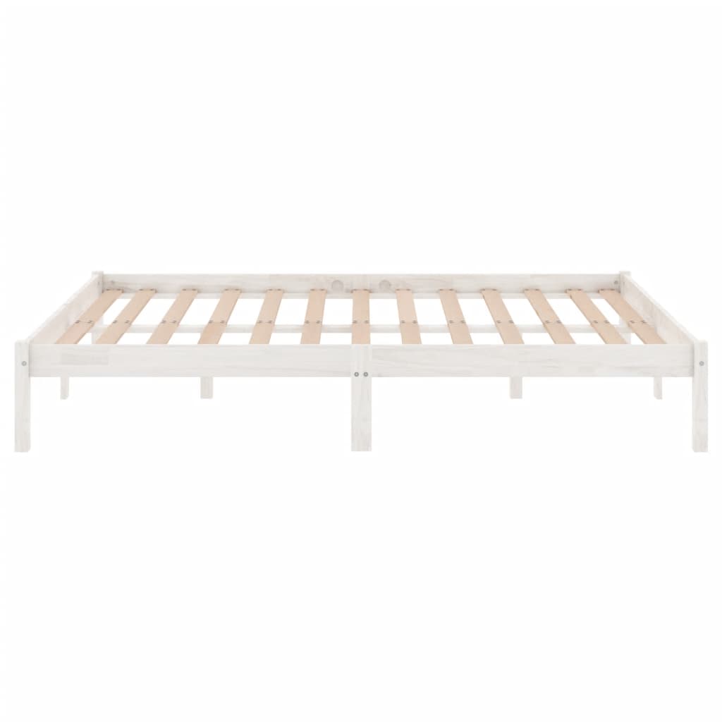 vidaXL Bed Frame | White | Solid pine wood | 200x200 cm | Durable | Bed Frame