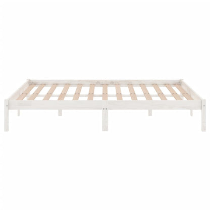 vidaXL Bed Frame | White | Solid pine wood | 200x200 cm | Durable | Bed Frame