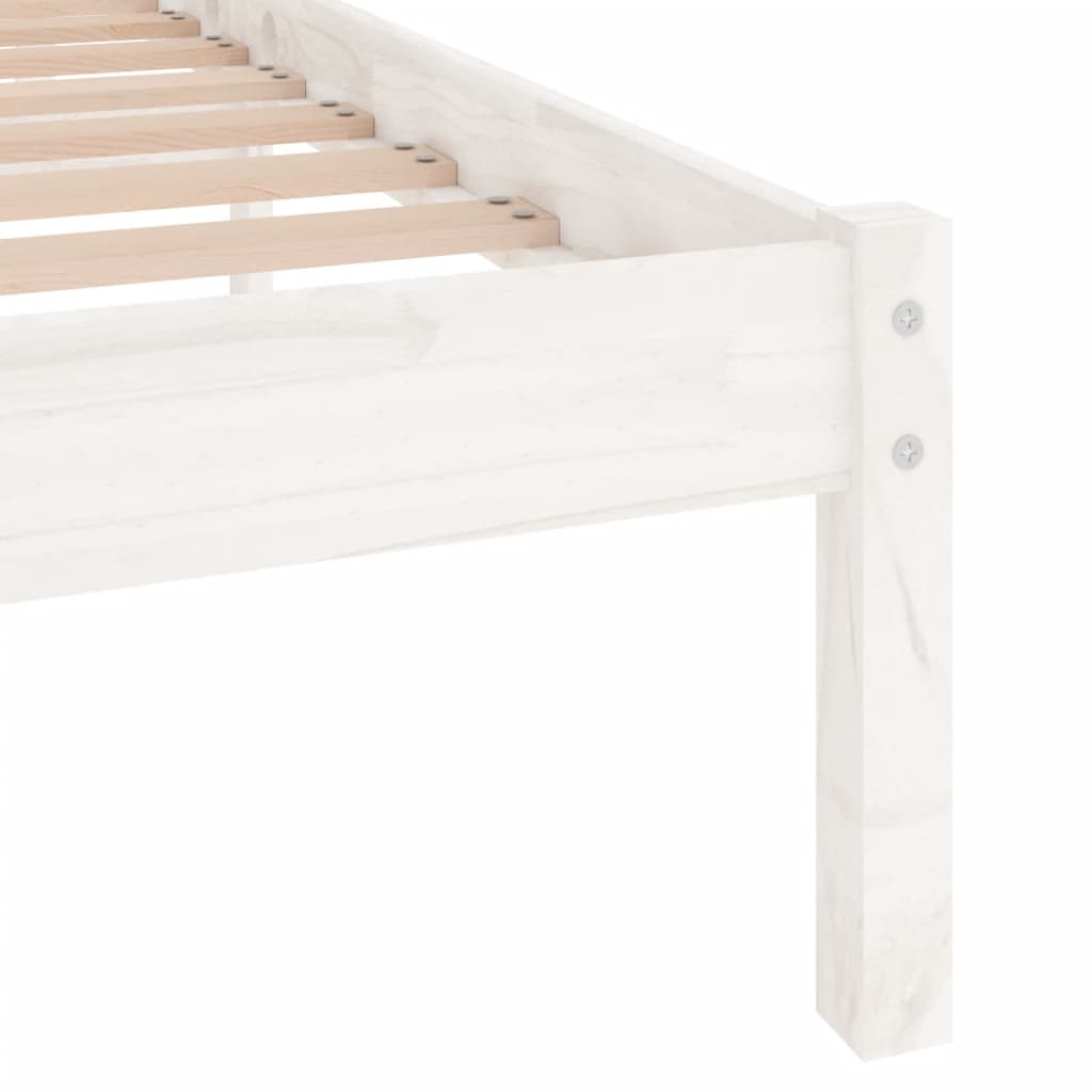 vidaXL Bed Frame | White | Solid pine wood | 200x200 cm | Durable | Bed Frame