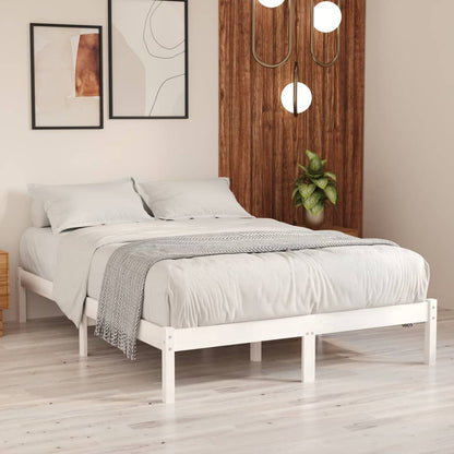 vidaXL Bed Frame | White | Solid pine wood | 200x200 cm | Durable | Bed Frame